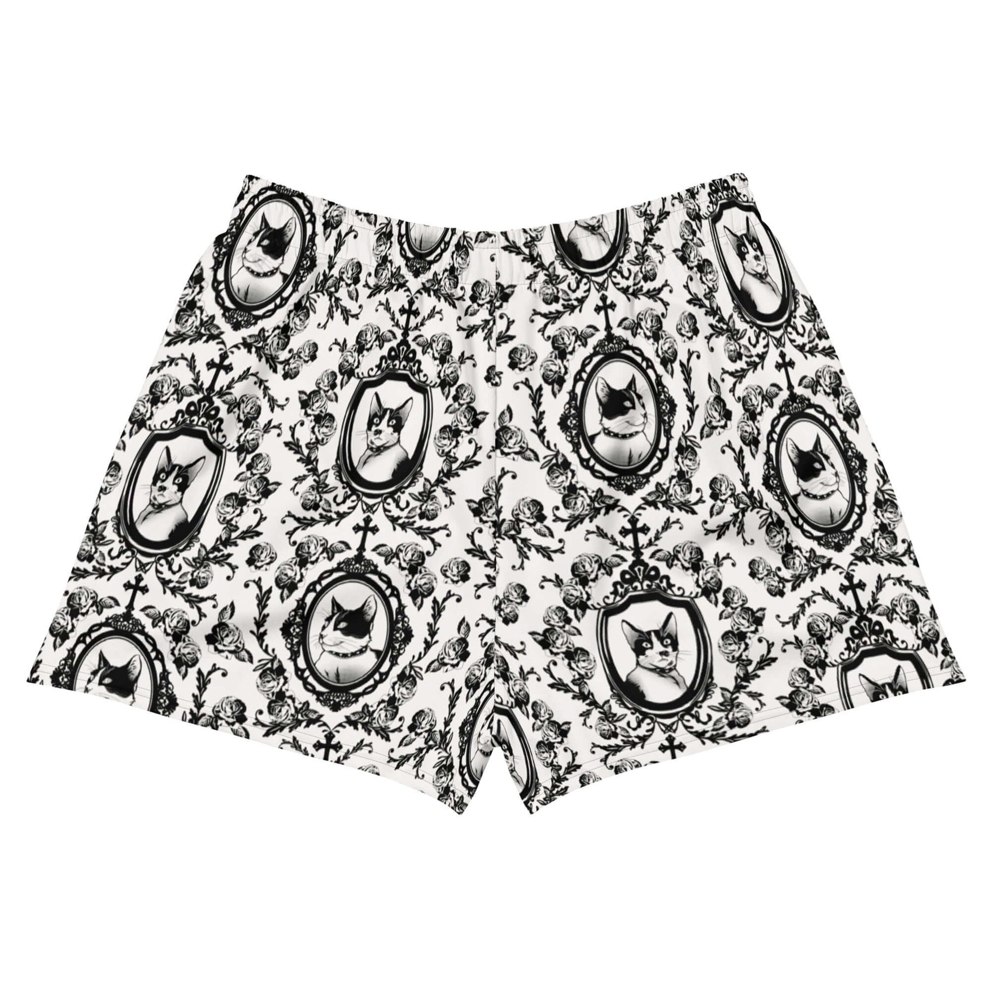 Stylish Queen's Beloved Kitty Athletic Short Shorts, perfect for lounging or running in comfort and elegance.