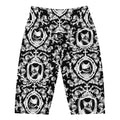 Stylish high-waisted Queen's Beloved Kitty Biker Shorts featuring a chic black and white cat pattern, perfect for any outfit.