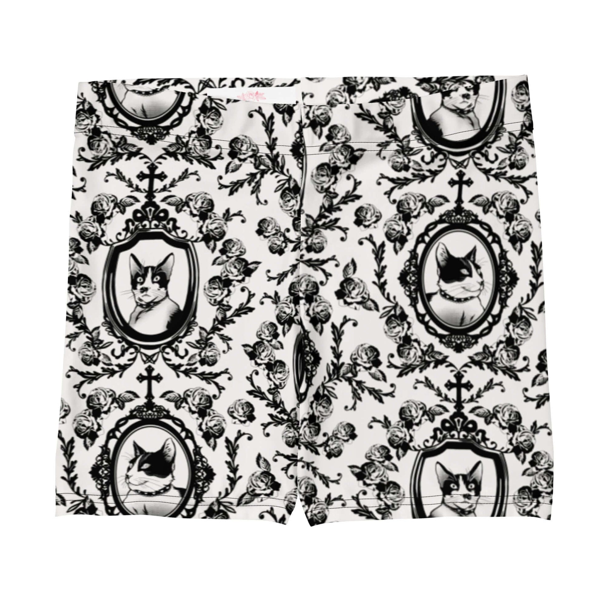 Stylish Queen's Beloved Kitty Shorts feature a chic cat print for elegance in lounging or outings. Perfect for any occasion!