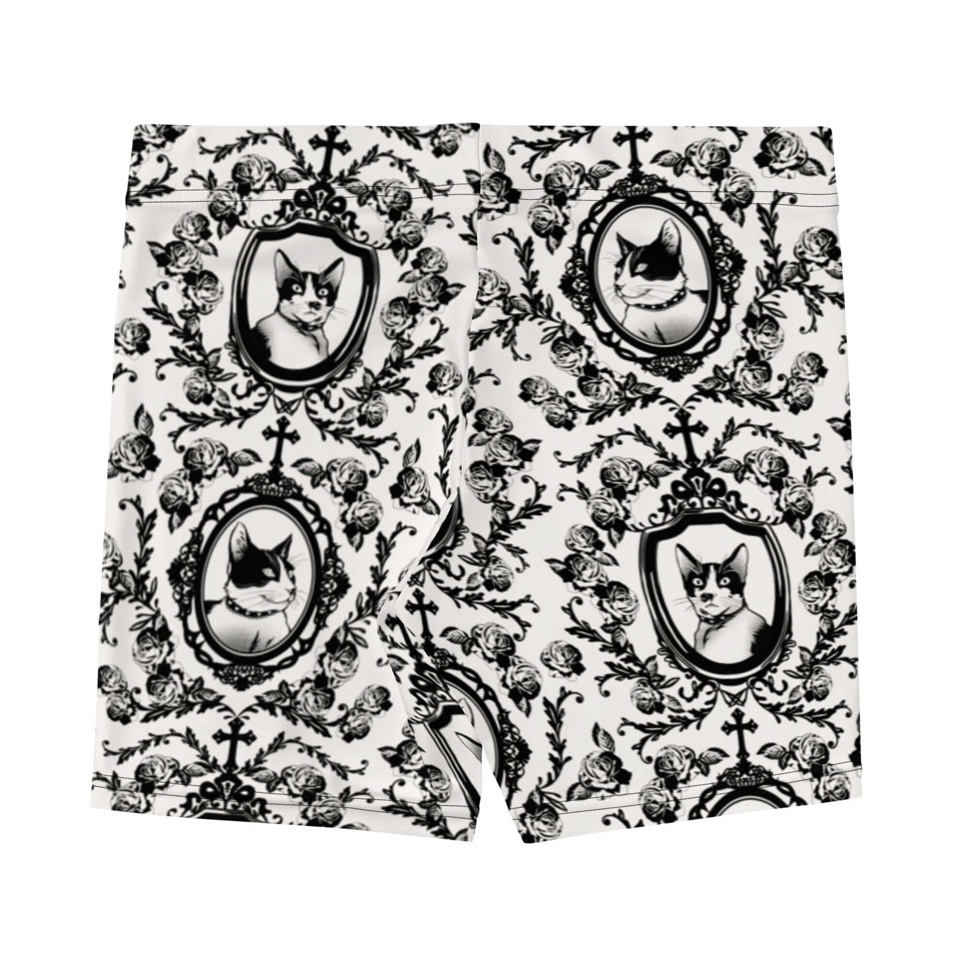 Stylish Queen's Beloved Kitty Shorts featuring elegant cat patterns, perfect for lounging or a day out.