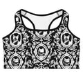 Stylish Queen's Beloved Kitty Sports bra features a chic cat print, perfect for workouts and looking fabulous.