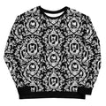 Elevate your style with the Queen's Beloved Kitty Sweatshirt, featuring elegant black-and-white motifs for a chic look.