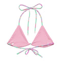 Rainbow Candy Padded String Bikini Top features a stylish design with eco-friendly materials, perfect for summer.
