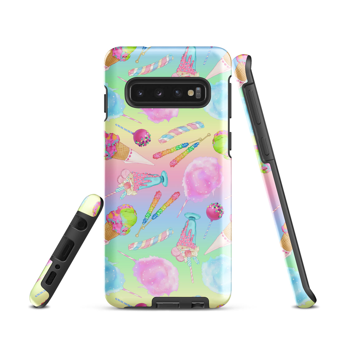 Vibrant Rainbow Candy Samsung® Tough Case features a fun design, ensuring style and protection for your phone.