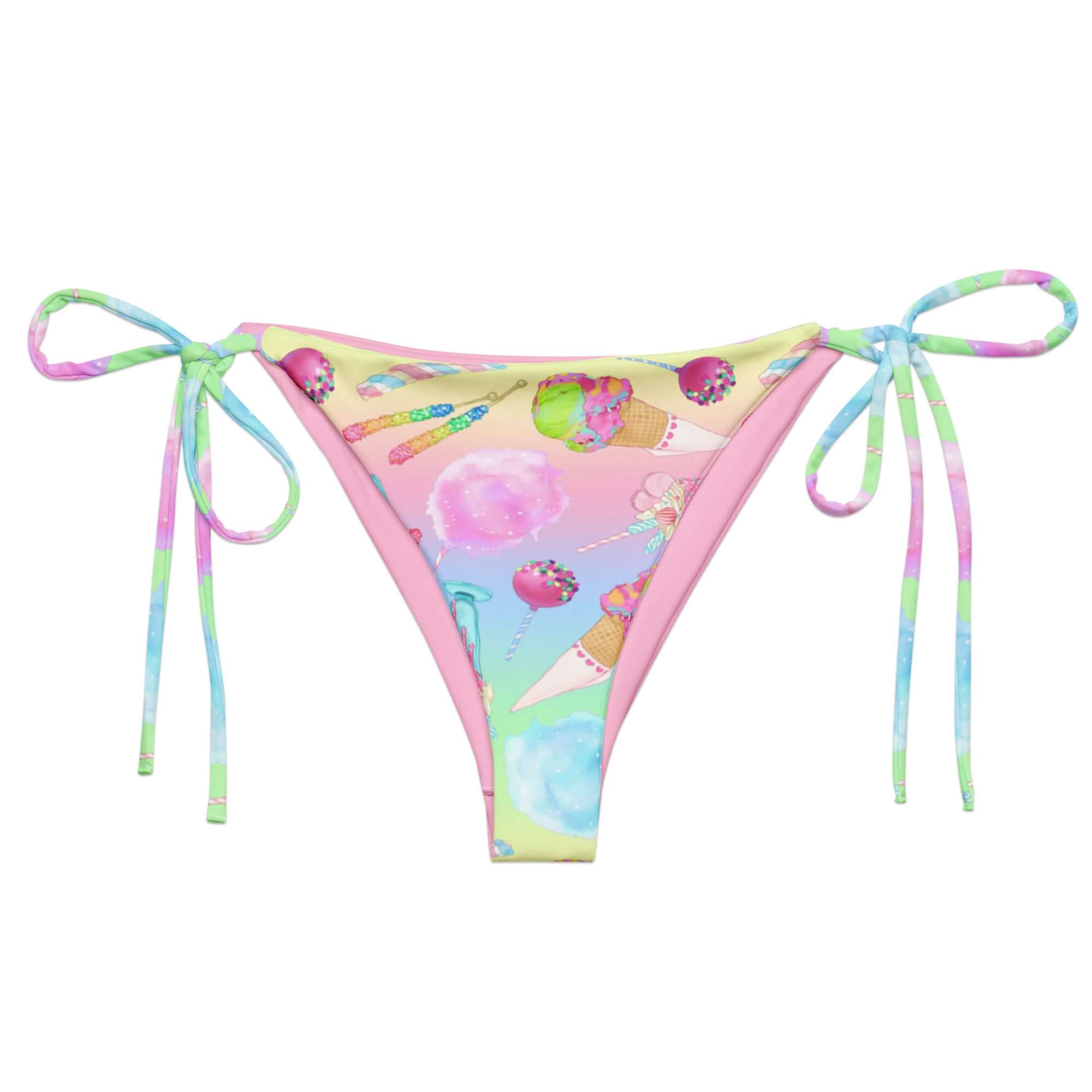 Kawaii Clothing Rainbow Candy String Bikini Bottom - Koibito Clothing