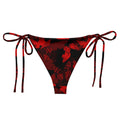 Stylish Butterfly String Bikini Bottom in vibrant red and black, perfect for sunbathing and poolside relaxation.