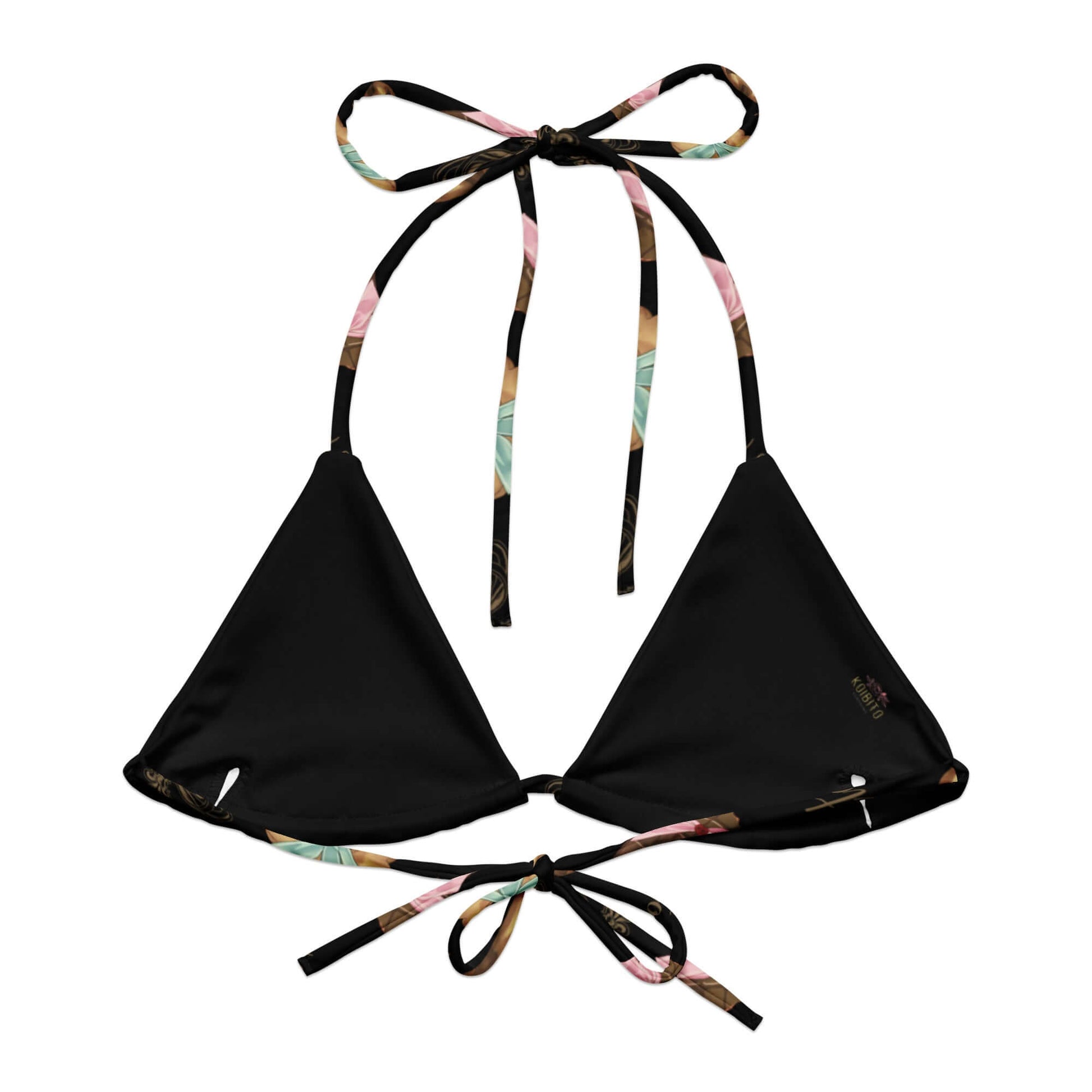 Stylish Royal Cookie Padded String Bikini Top featuring recycled materials and adjustable straps for summer fun.