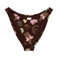 V-cut bikini bottom with fun chocolate and dessert prints, perfect for sunny beach days.