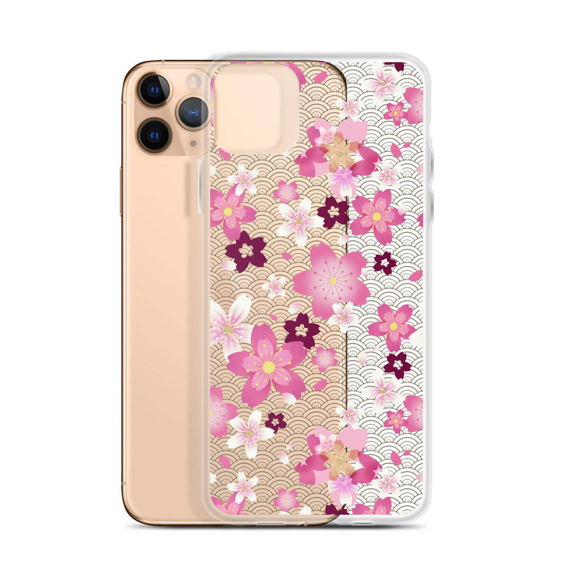 Sakura iPhone® Clear Case showcases a floral design, offering durable protection against scratches and dirt.