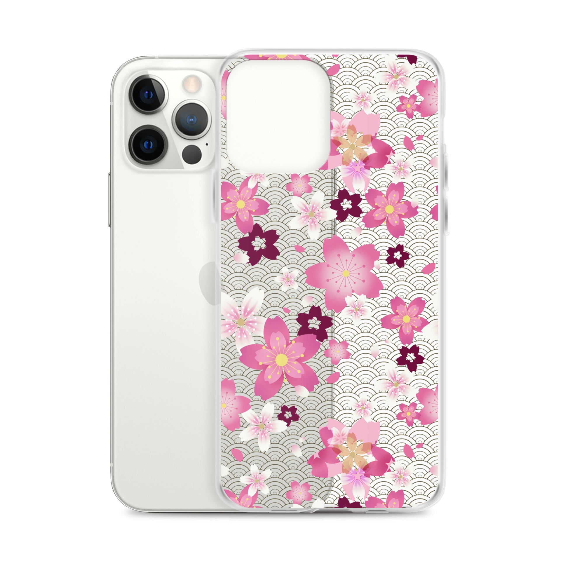 Sakura iPhone® Clear Case featuring a floral design, protecting against scratches and dust while easy to handle.