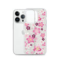 Sakura iPhone® Clear Case featuring a floral design, offering protection against scratches and dust for your device.