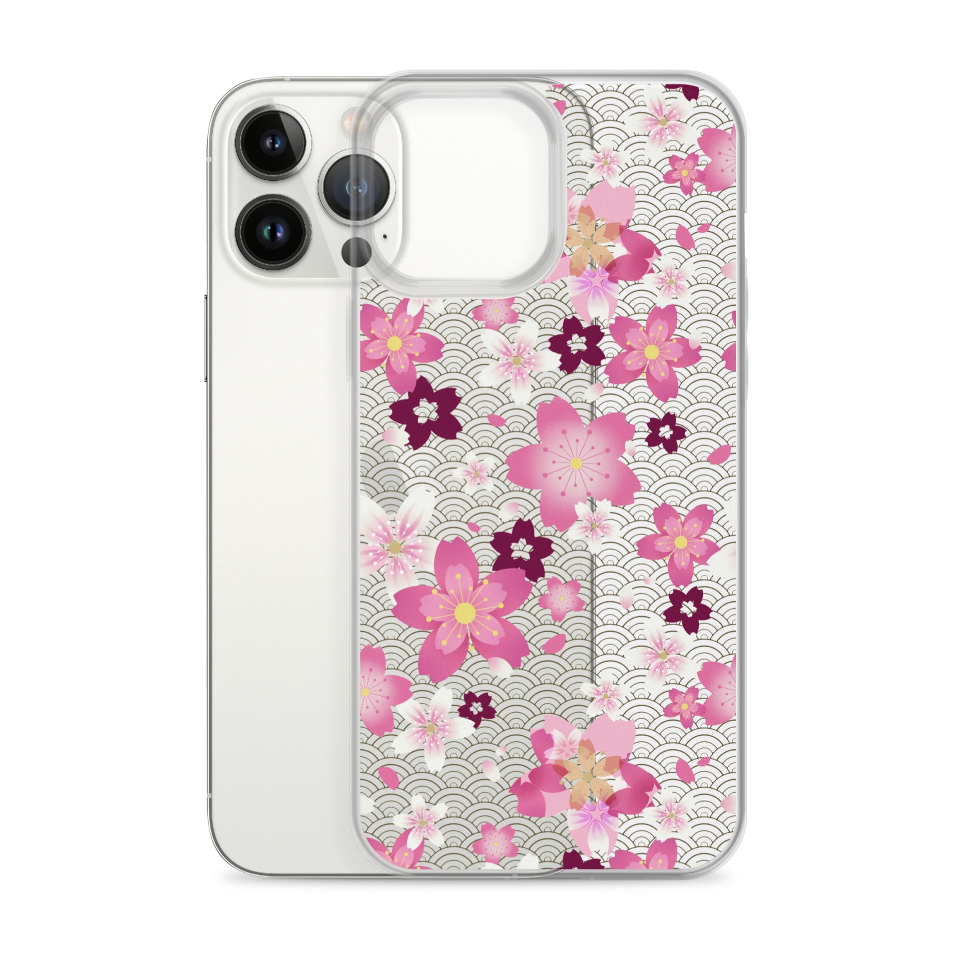 Sakura iPhone® Clear Case featuring a floral design, offering sleek protection against scratches and dirt.