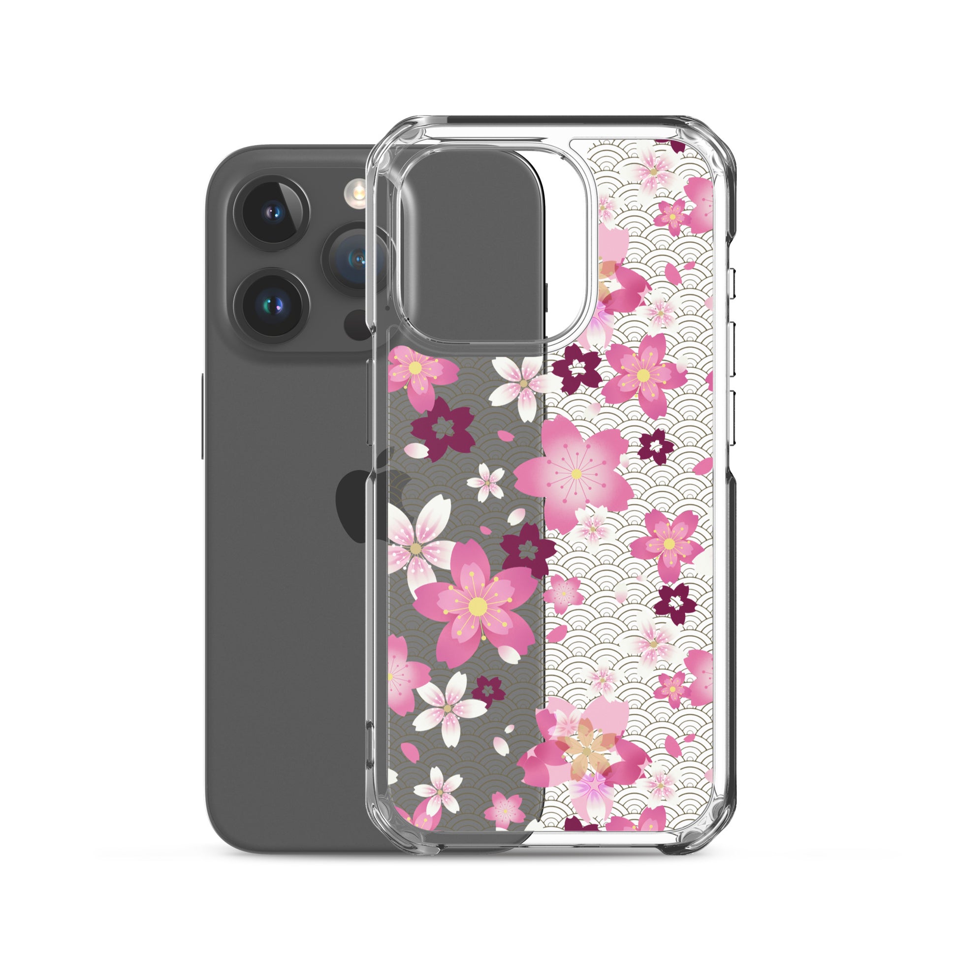 Sakura iPhone® Clear Case showcases vibrant cherry blossoms, offering stylish protection for your device.