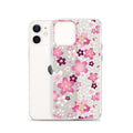 Sakura iPhone® Clear Case featuring a floral design, offering protection against scratches and easy access to ports.
