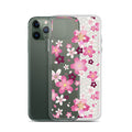 Sakura iPhone® Clear Case featuring floral design, offering protection from scratches and easy access to ports.