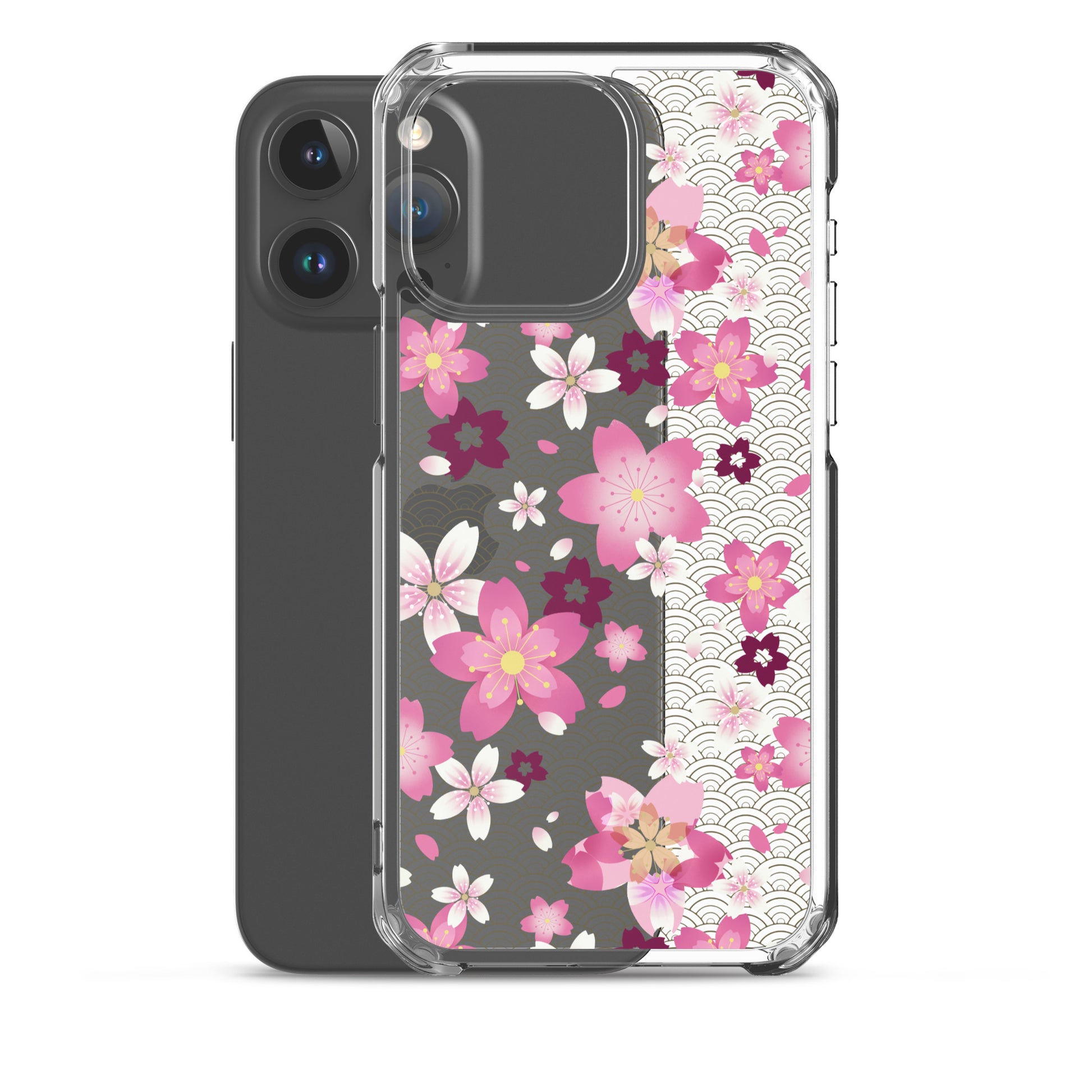 Sakura iPhone® Clear Case features stunning floral design, offering protection from scratches and easy access to ports.