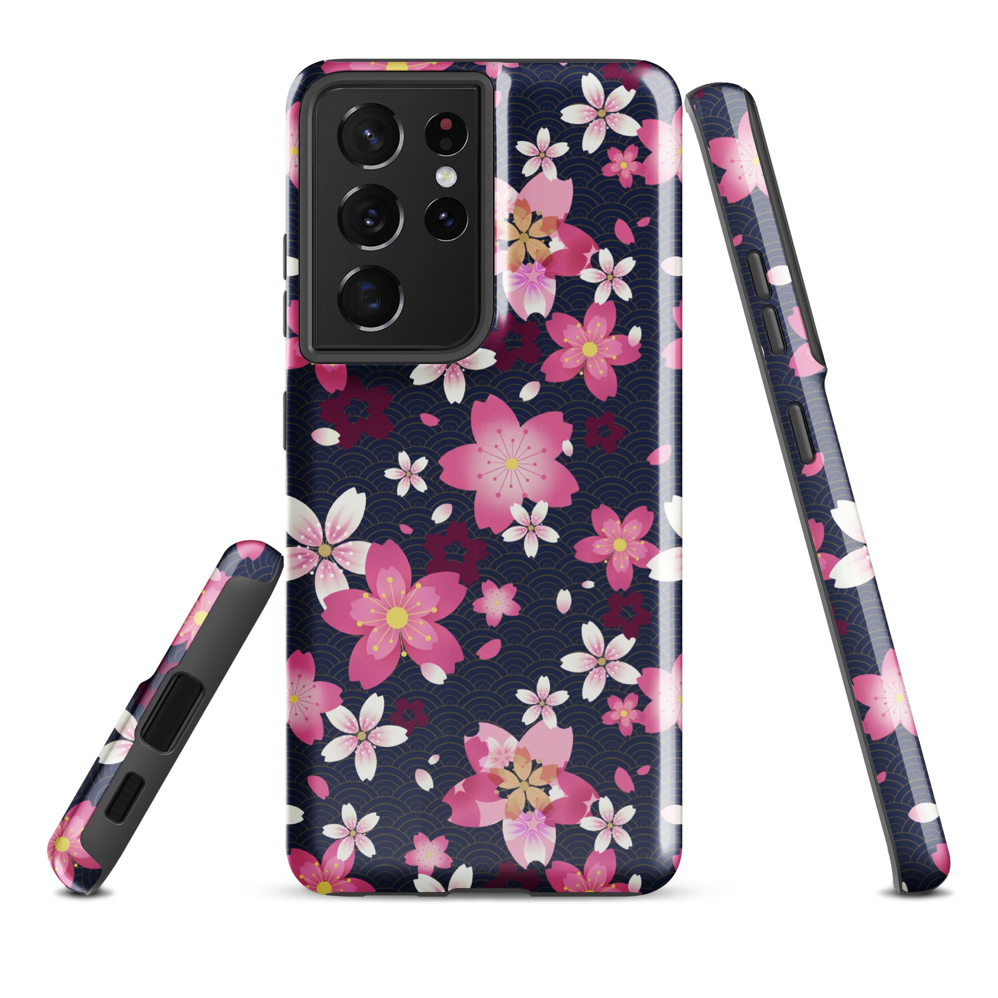 Sakura Samsung® Tough Case features a floral design, offering style and robust protection for your Galaxy S21 Ultra.