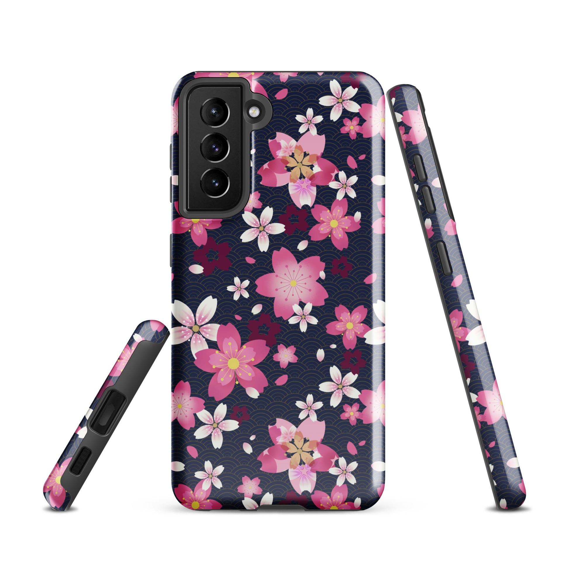 Stylish Sakura Samsung® Tough Case featuring a floral design for durable protection against bumps and scratches.
