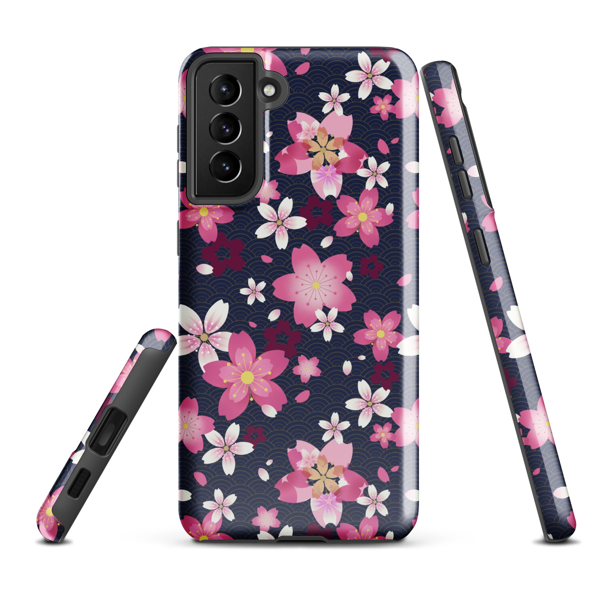 Stylish Sakura Samsung® Tough Case featuring floral design, offering durability and protection for your device.