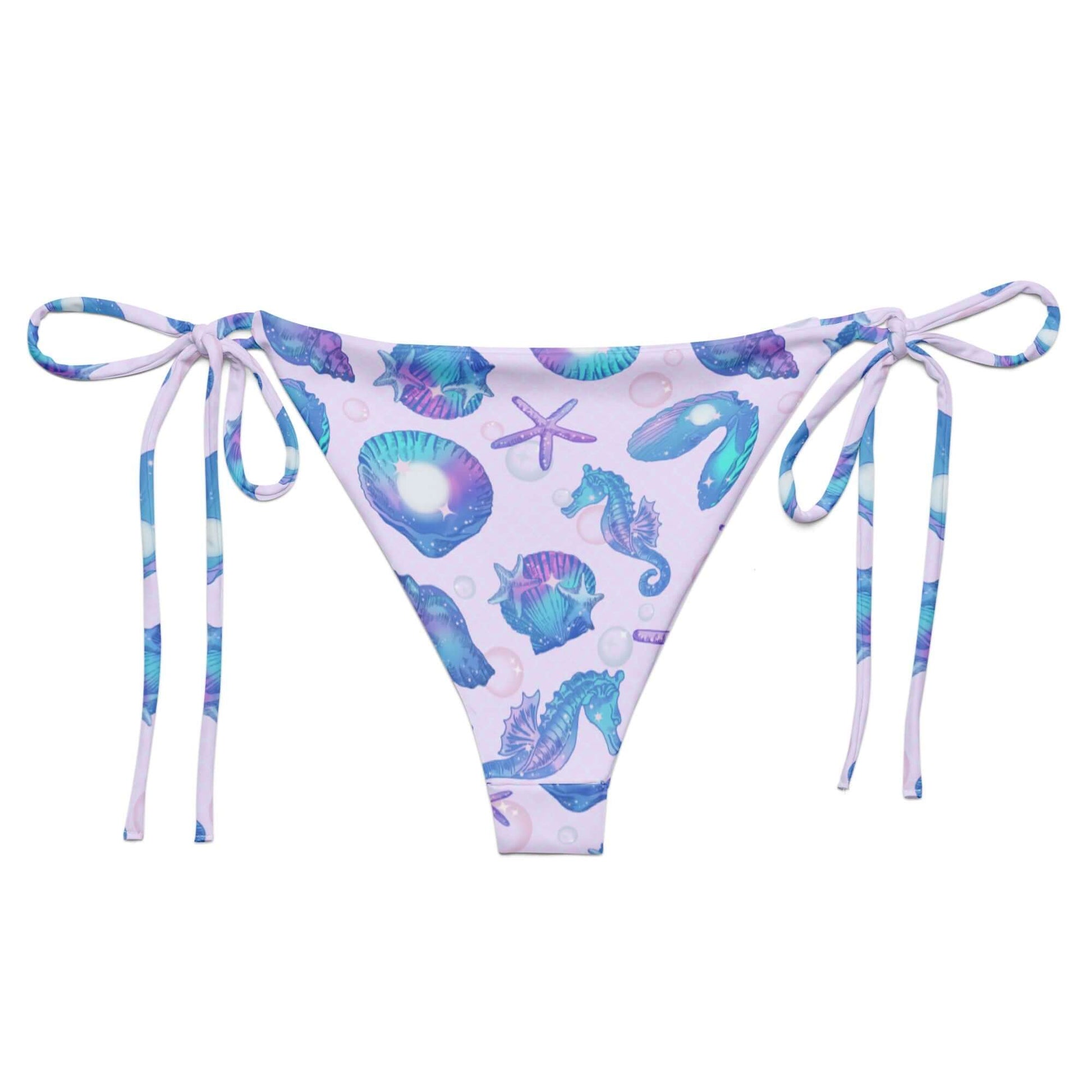 Elevate your summer style with the Sea Princess String Bikini Bottom, featuring a vibrant ocean-themed design.