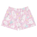 Cute Snow Puppy Athletic Short Shorts in pink, featuring playful puppy graphics and comfy pockets for everyday wear.