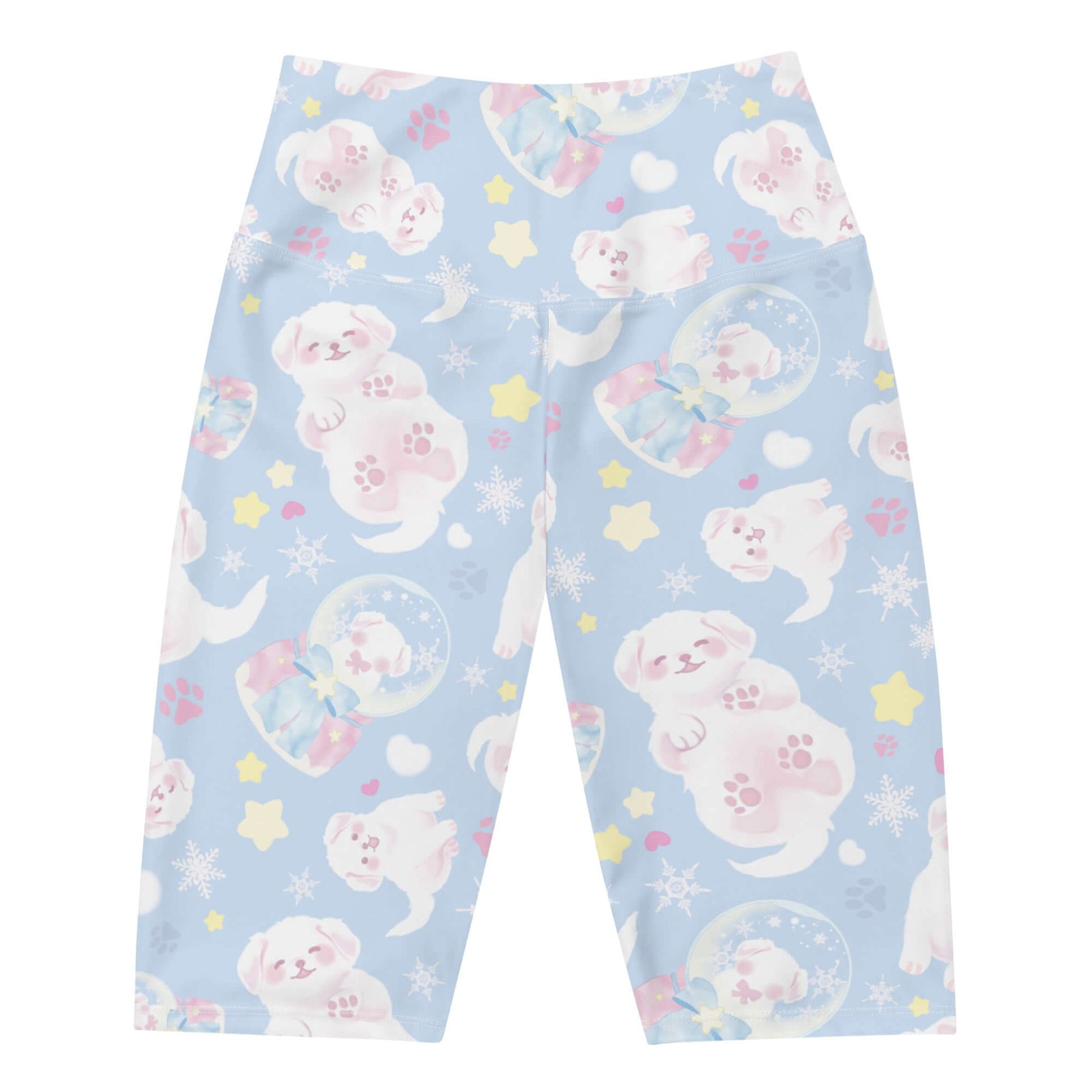 Snow Puppy Biker Shorts feature a playful puppy print, perfect for workouts or casual wear. Embrace kawaii style!