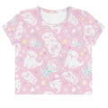 Cute and feminine Snow Puppy Crop Top featuring playful puppy designs, perfect for casual outings or workouts.