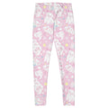 Snow Puppy Leggings showcase fluffy puppies on a soft pink background, perfect for lounging or workouts.