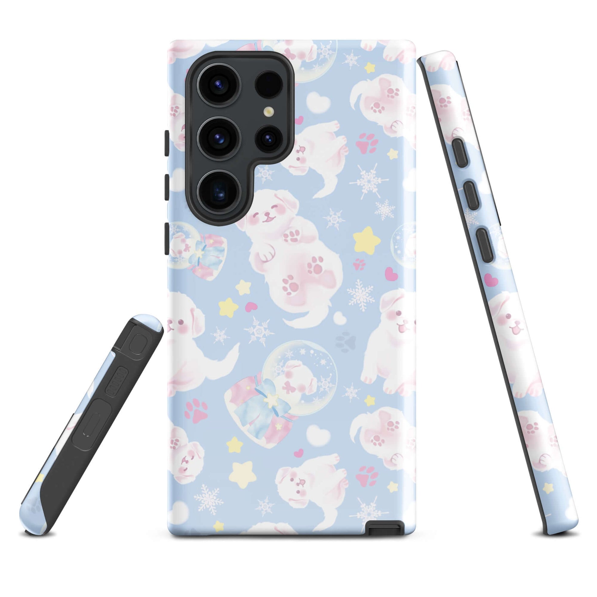 Colorful Snow Puppy Samsung® Tough Case featuring cute puppies and stars, perfect for protection and style.