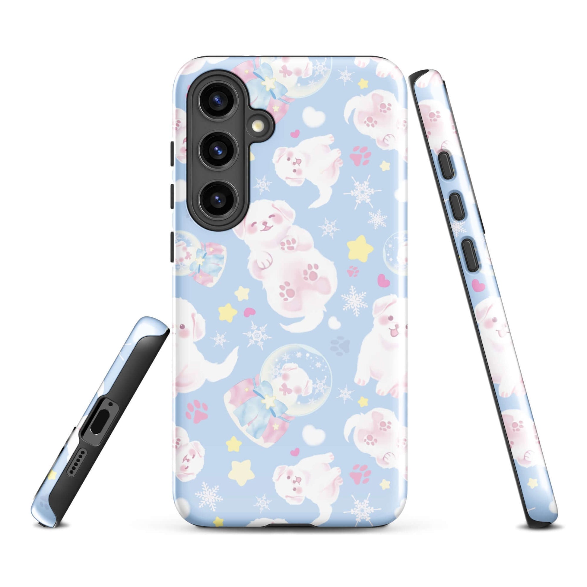 Snow Puppy Samsung® Tough Case featuring adorable winter puppies and vibrant colors for stylish phone protection.