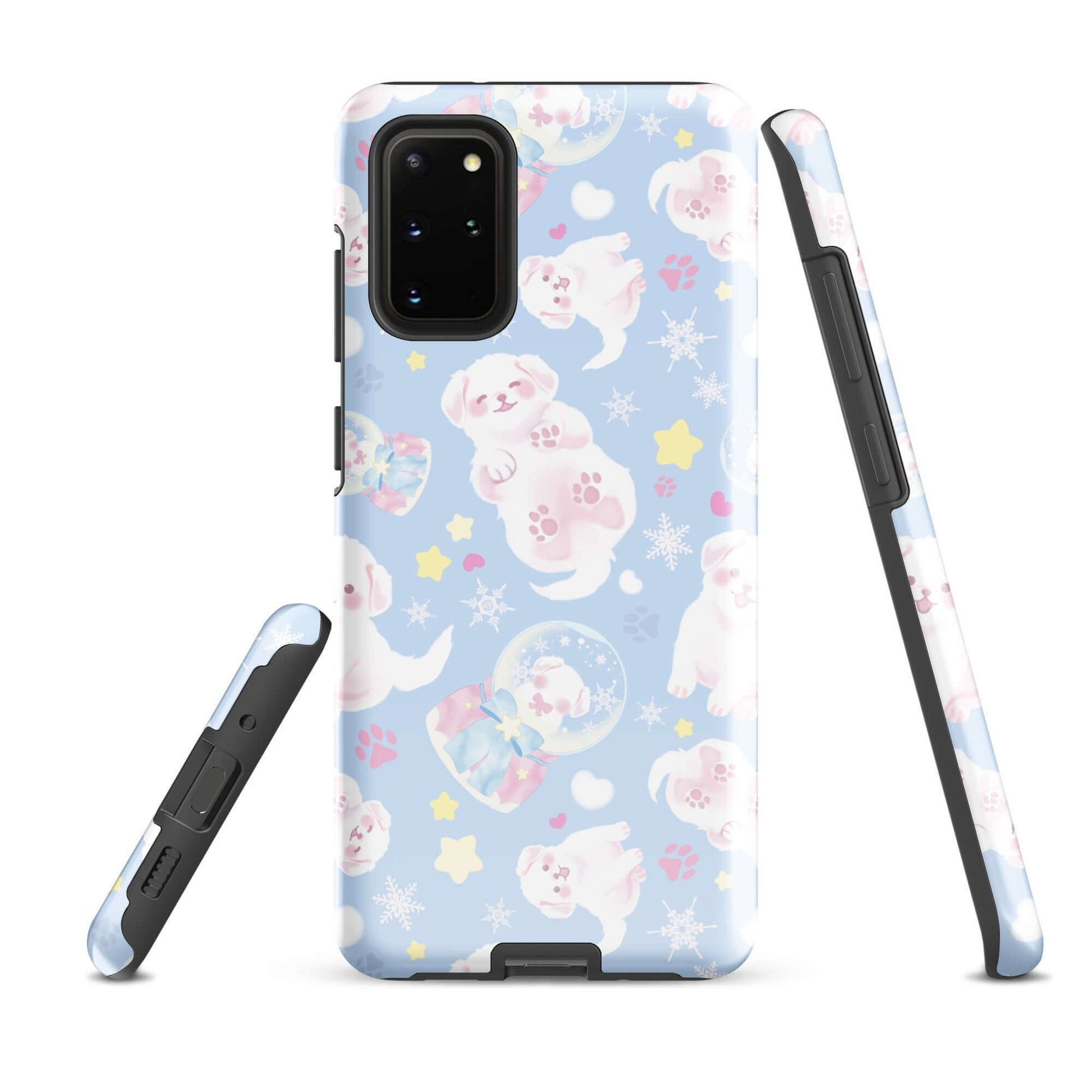 Snow Puppy Samsung® Tough Case features adorable puppies on a light blue background for stylish phone protection.
