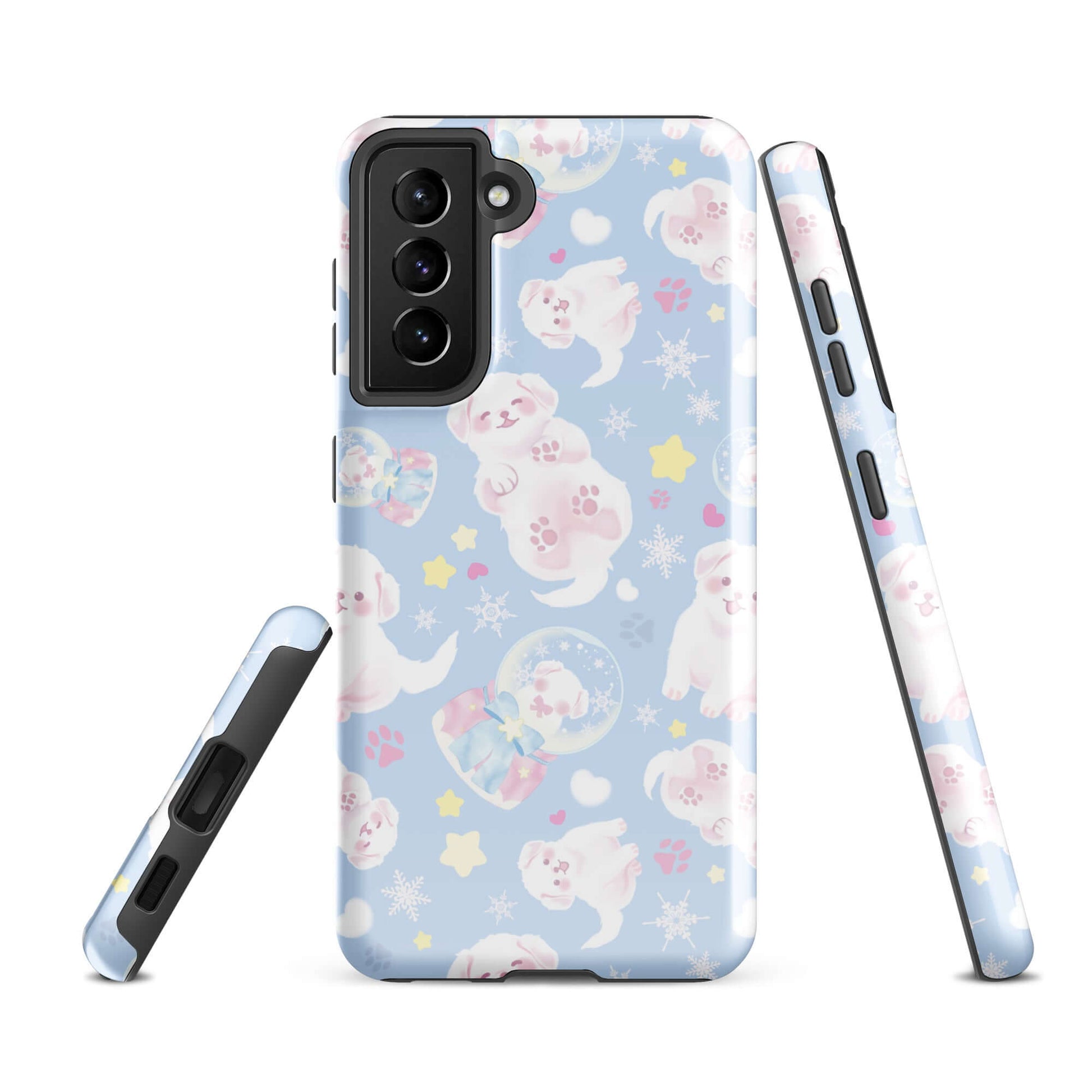 Snow Puppy Samsung® Tough Case featuring adorable puppies and vibrant colors, perfect for protection and style.