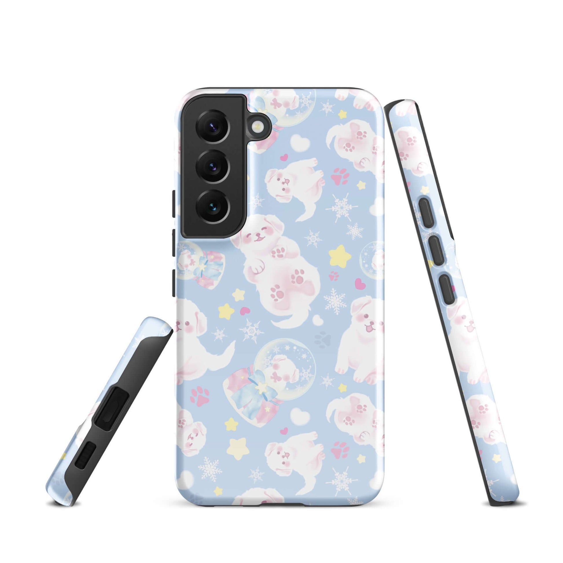 Snow Puppy Samsung® Tough Case showcasing playful puppy designs, combining style with durable, impact-resistant protection.