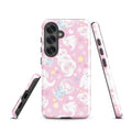 Snow Puppy Samsung® Tough Case features adorable pups on a pink background, offering stylish protection for your phone.