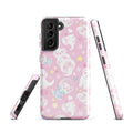 Snow Puppy Samsung® Tough Case features a playful design with adorable puppies on a pink background for stylish protection.