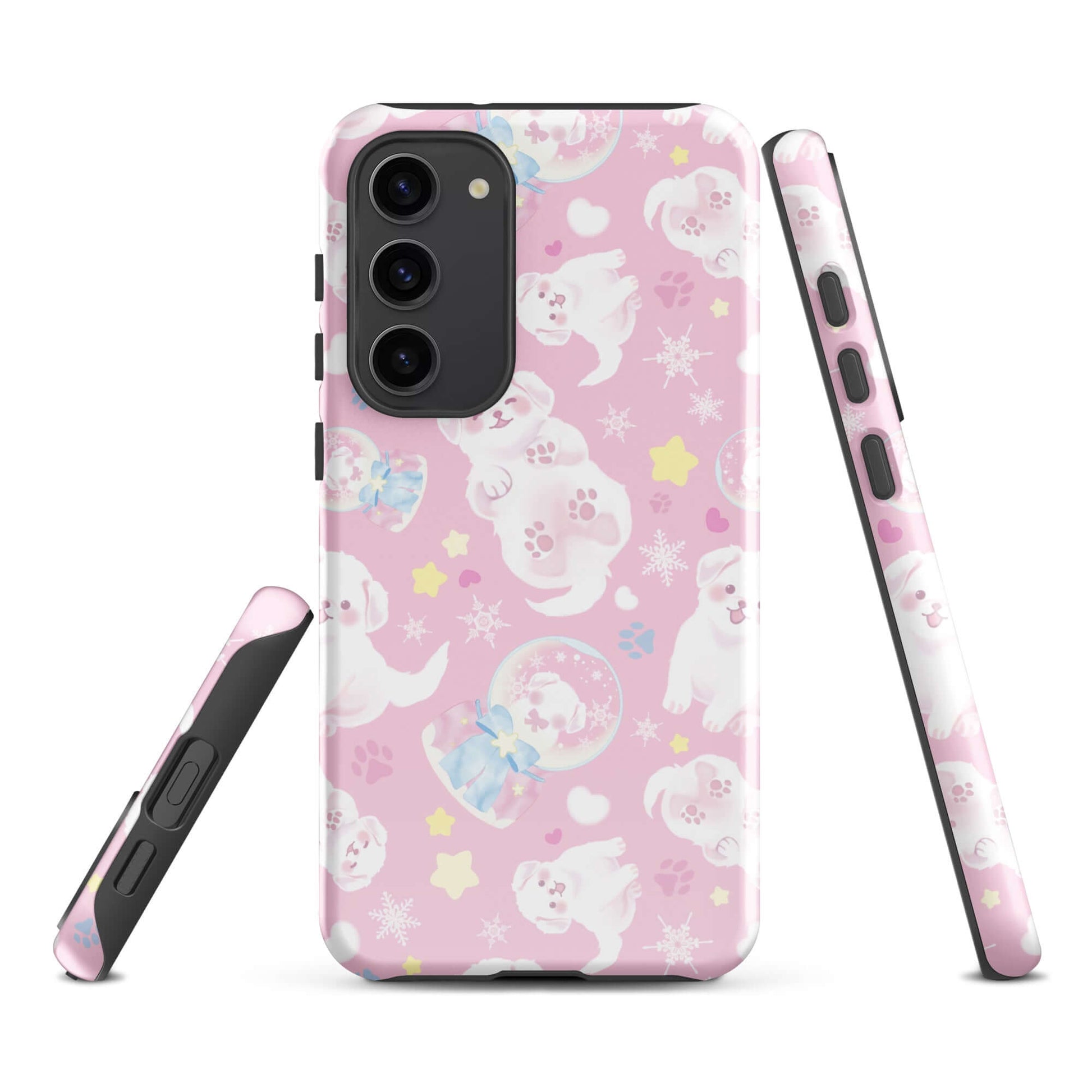 Stylish Snow Puppy Samsung® Tough Case features adorable puppies and offers durable, shock-absorbing protection.
