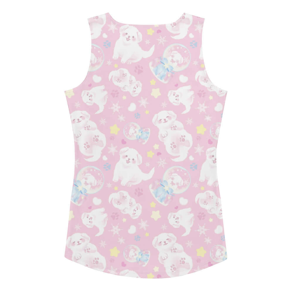 Cute Snow Puppy Tank Top with playful design, perfect for workouts while adding a girly touch, available now.