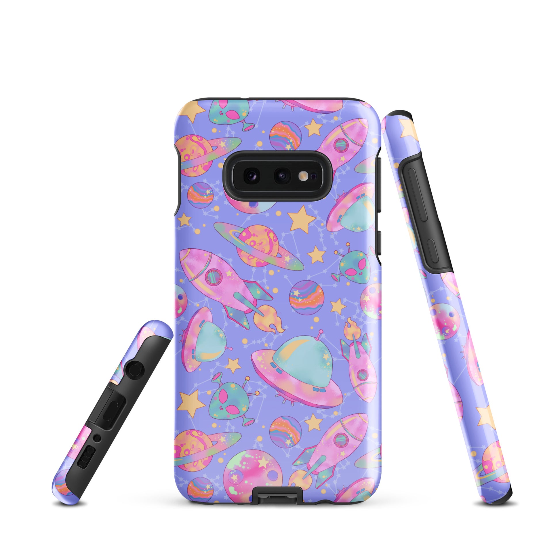 Stylish Space Samsung® Tough Case featuring vibrant space prints for ultimate device protection and artistic flair.