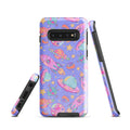 Colorful Space Samsung® Tough Case featuring planets and rockets, perfect for stylish device protection.