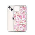 Sleek Strawberry iPhone® Clear Case featuring a fun dessert pattern, perfect for style and protection.