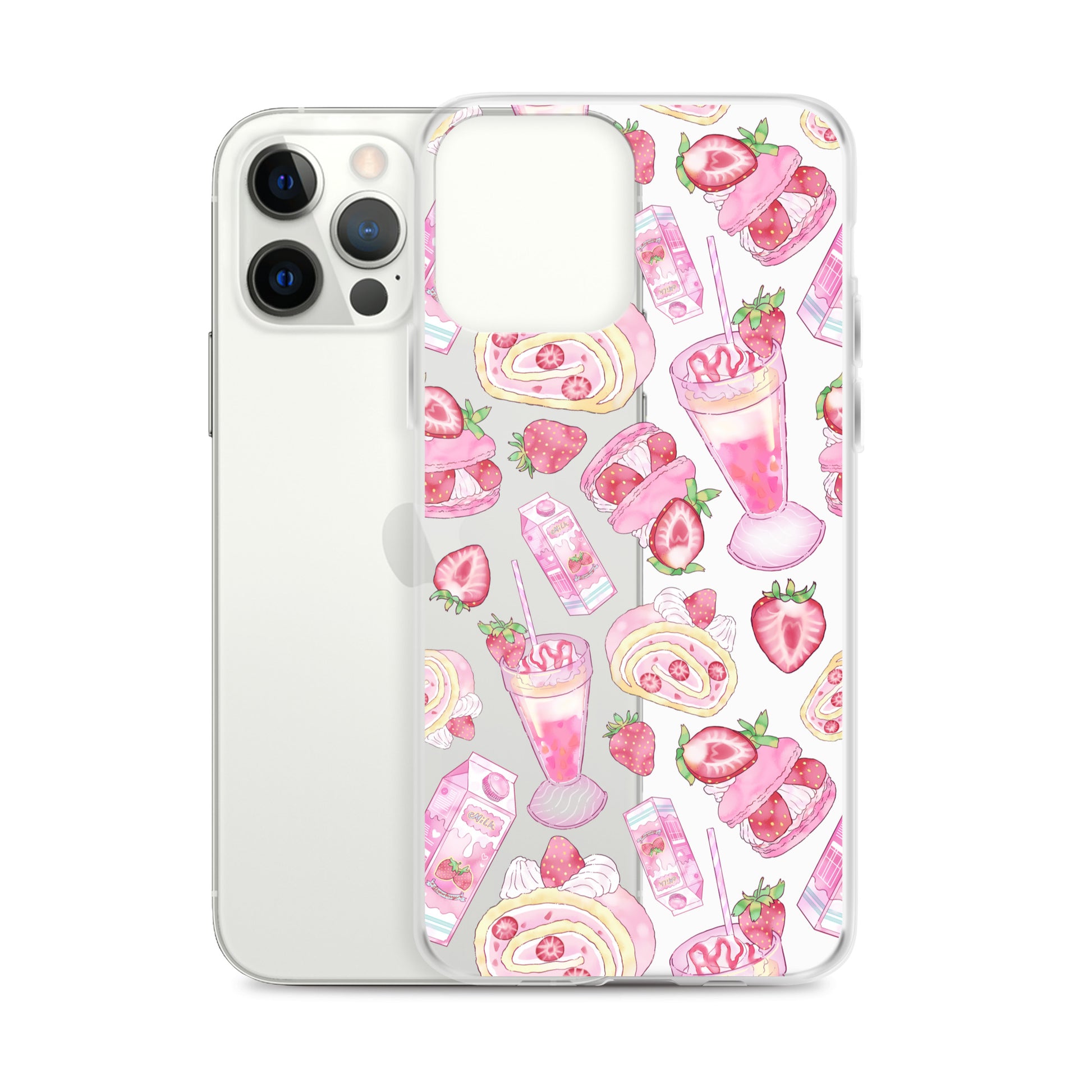 Show off your style with the Strawberry iPhone® Clear Case, featuring a fun dessert pattern in vibrant pink.