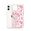 Stylish Strawberry iPhone® Clear Case featuring a cute dessert pattern, perfect for protecting your phone while looking chic.
