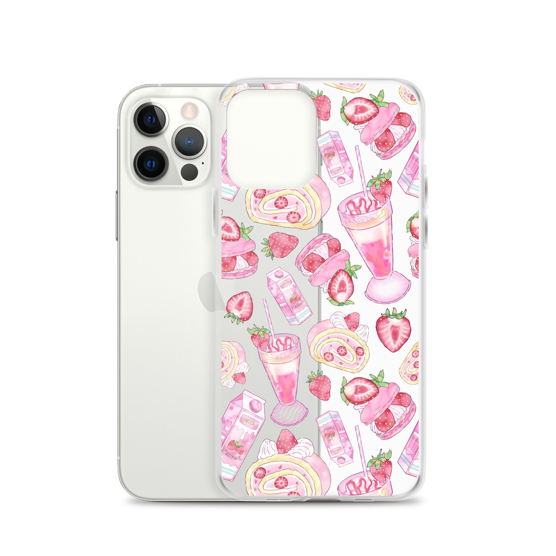 Sleek Strawberry iPhone® Clear Case with colorful dessert designs, perfect for style and protection. Available now!