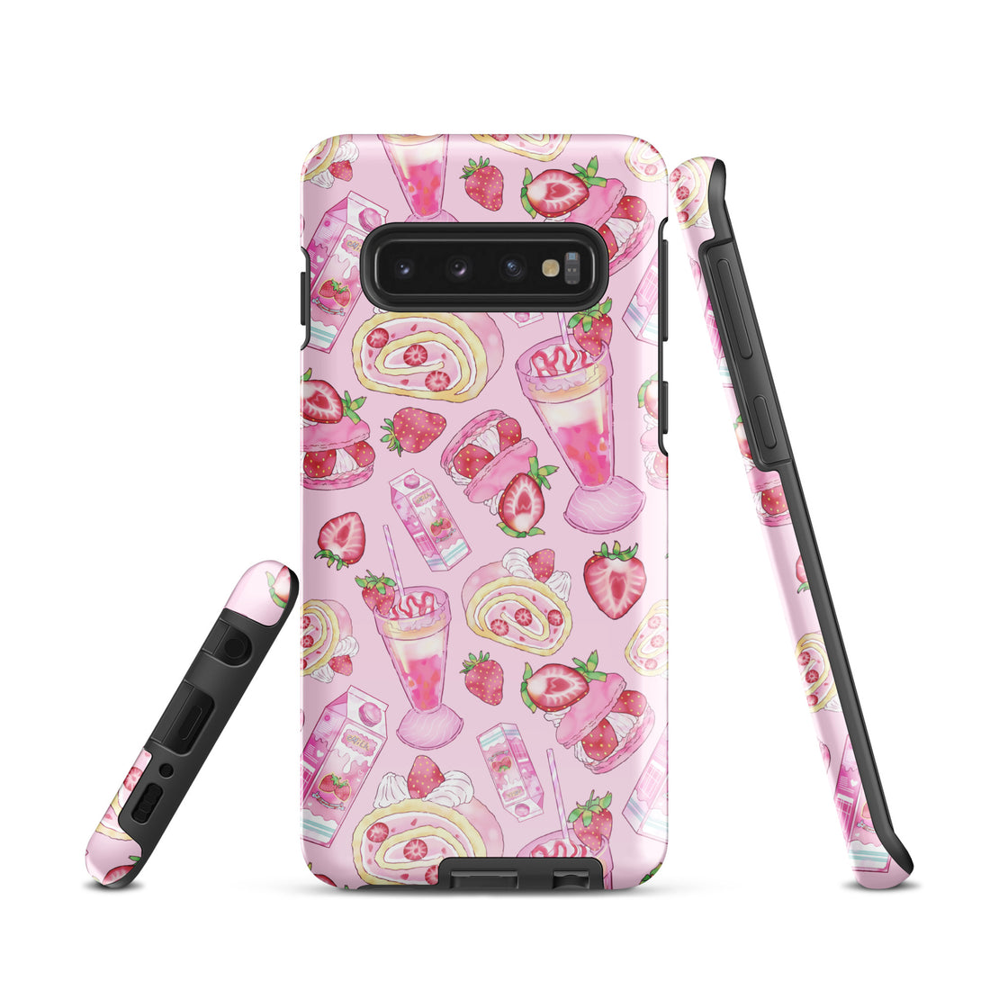 Stylish Strawberry Samsung® Tough Case featuring fun dessert graphics, perfect for protecting your phone in style.