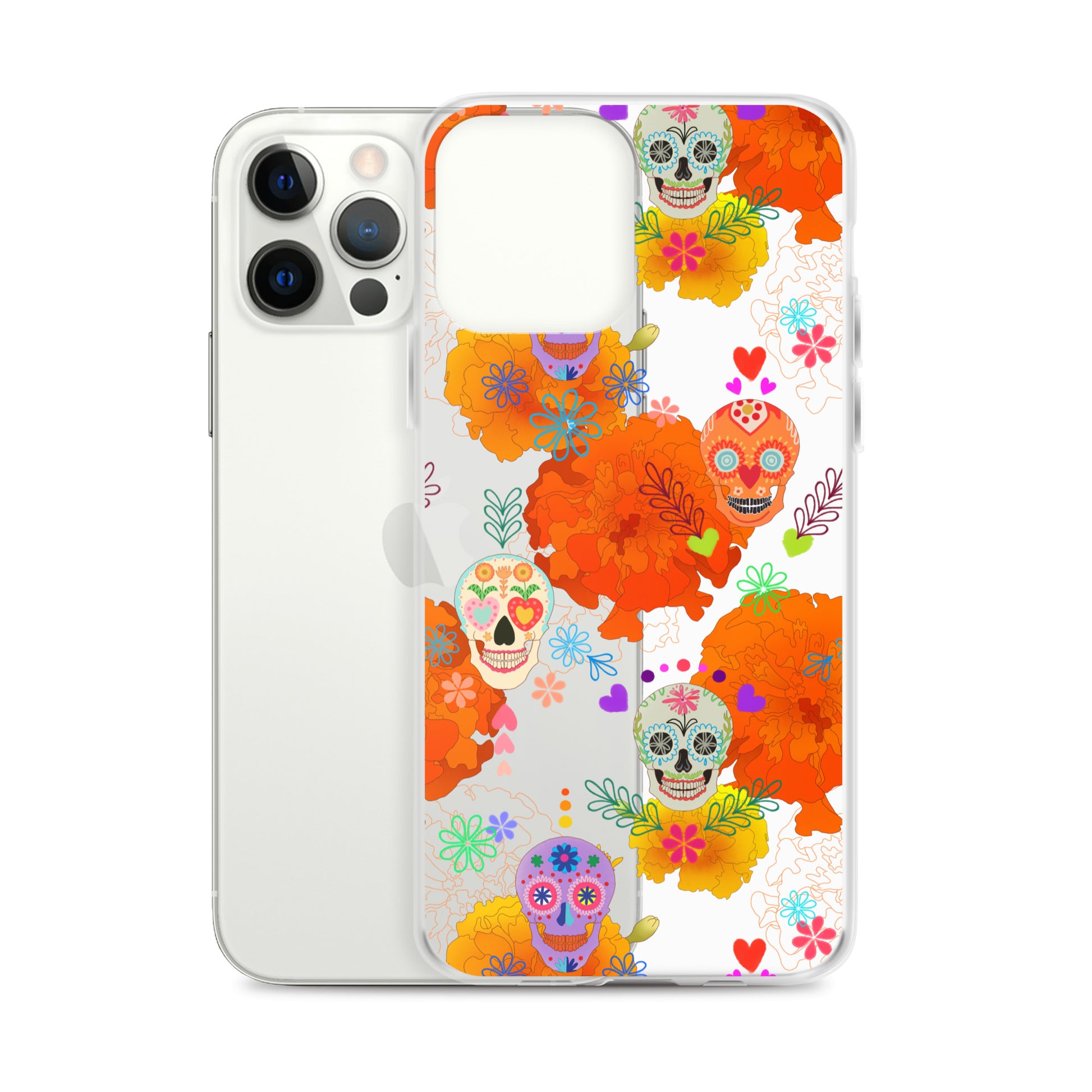 Vibrant Sugar Skull iPhone® Clear Case features a protective design against scratches and dirt, perfect for your phone.