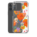 Colorful Sugar Skull iPhone® Clear Case featuring flexible sides and solid back for ultimate phone protection.