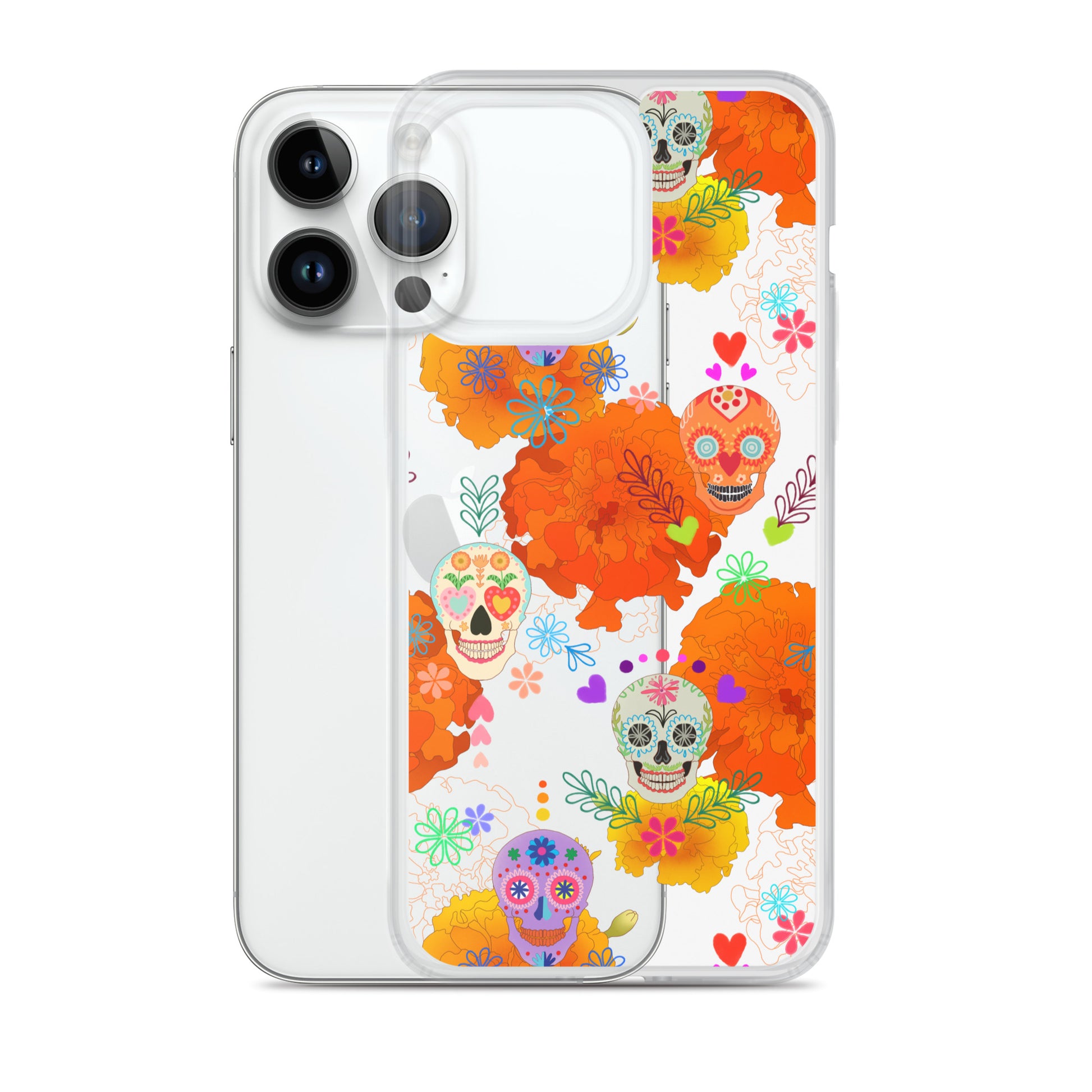 Colorful Sugar Skull iPhone® Clear Case offers stylish protection against scratches and dirt while showcasing vibrant designs.
