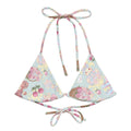 Sweet Teddy Padded String Bikini Top features a colorful all-over print, perfect for summer and eco-friendly fun.