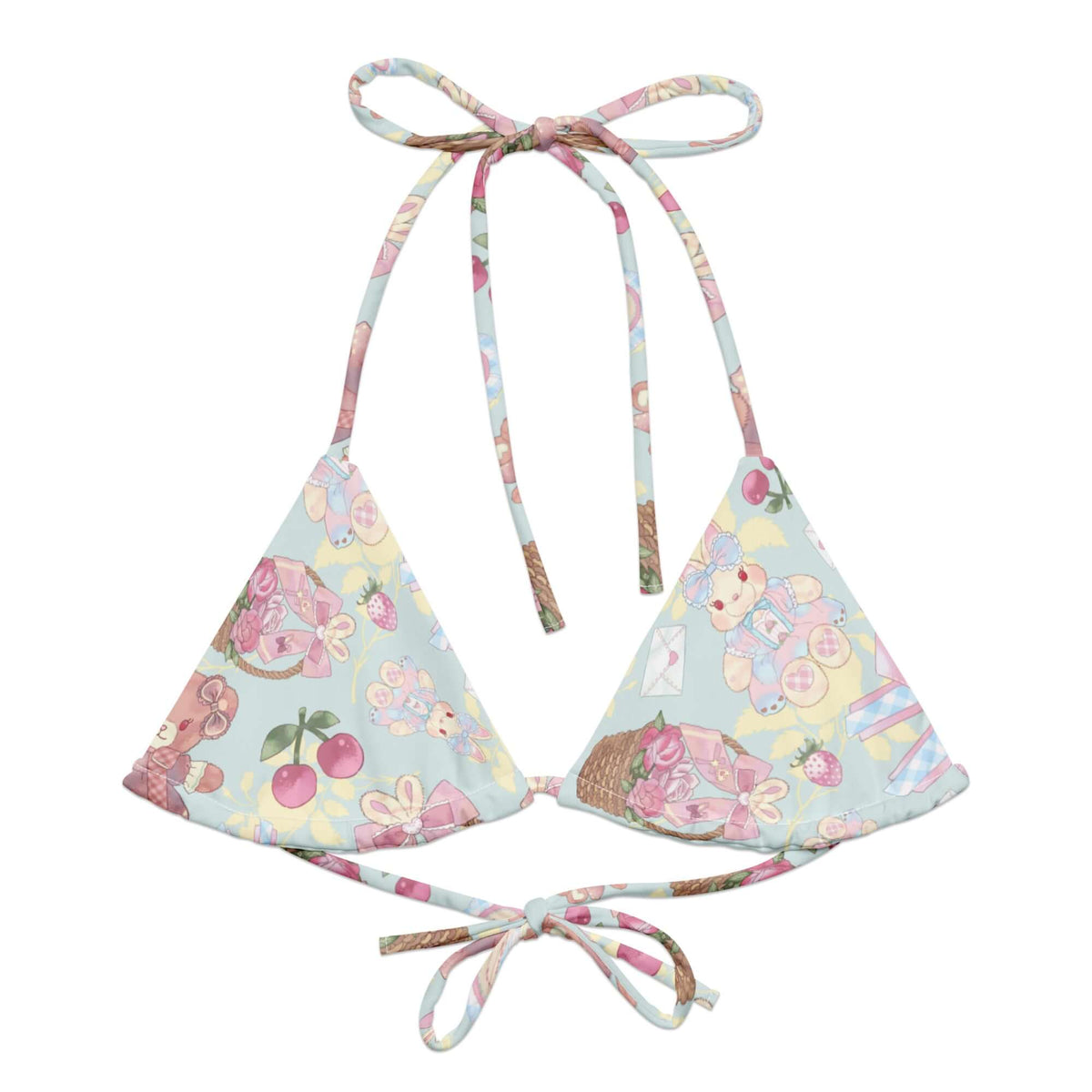 Kawaii Clothing Sweet Teddy Padded String Bikini Top - Koibito Clothing