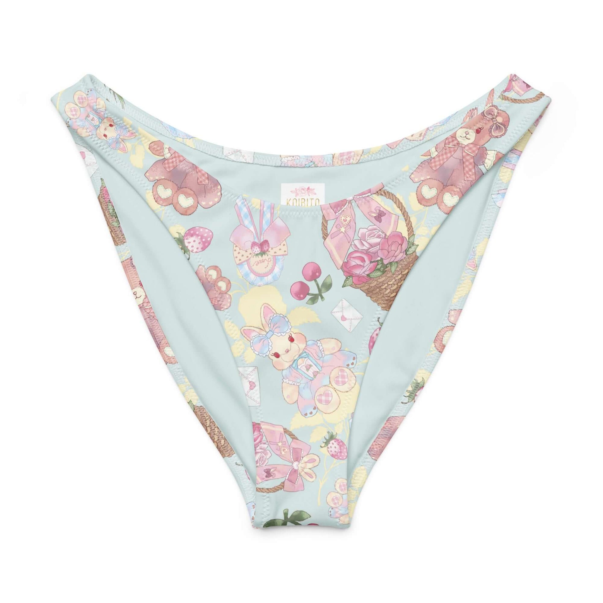 Sweet Teddy V-cut bikini bottom with playful bear and easter-themed patterns, perfect for sunny beach days.